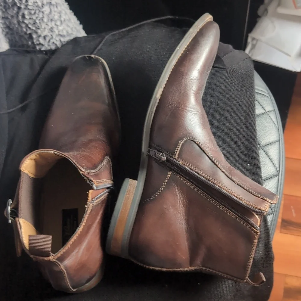 La Milano Italian Chelsea Boots Men Leather, Side Zipper SIZE 9.5
